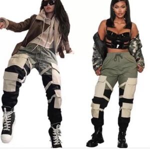 CARGO pants. Gray, black, and cream. NWT